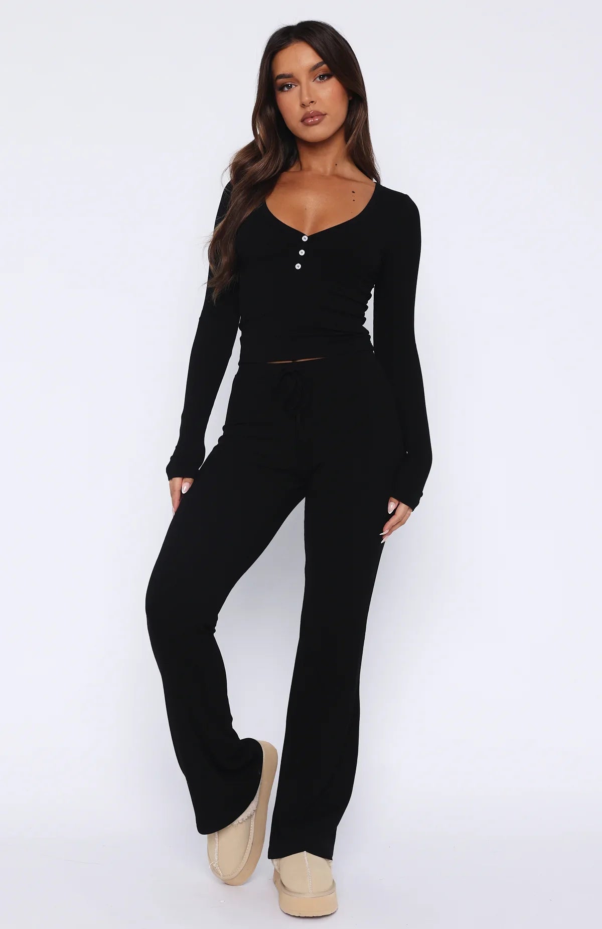 Basic Açık Yaka Sportif Pijama Takımı
