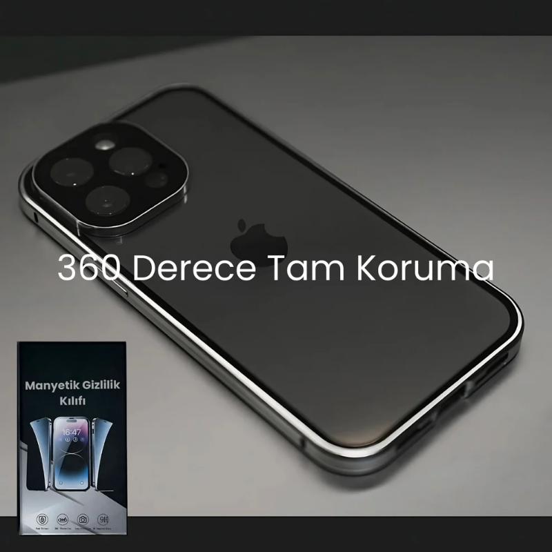 IPhone Manyetik Metal Kılıf + Hayalet Ekran