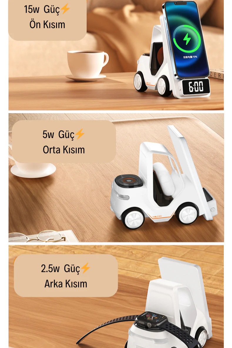 Forklift 5 in 1 Kablosuz Magsafe Şarj Standı