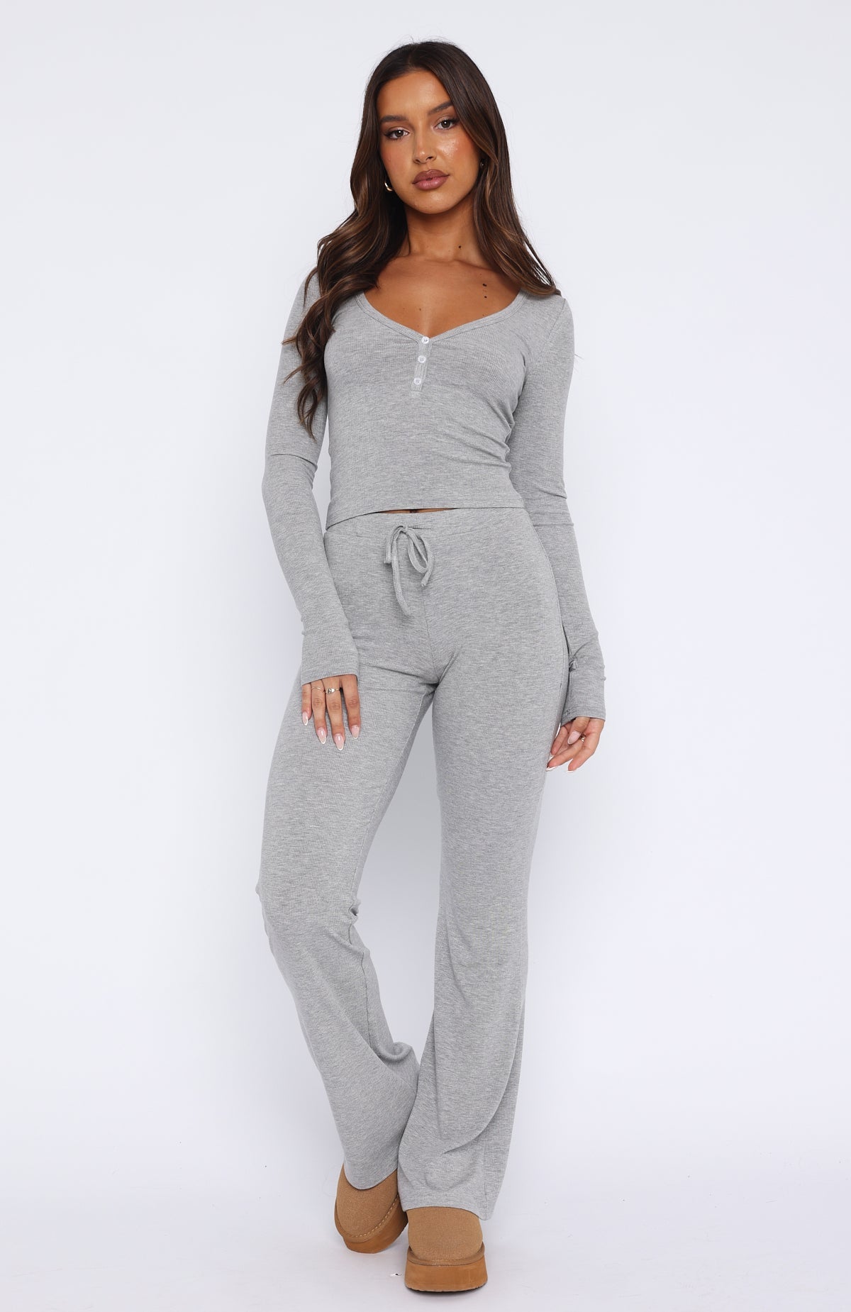 Basic Açık Yaka Sportif Pijama Takımı