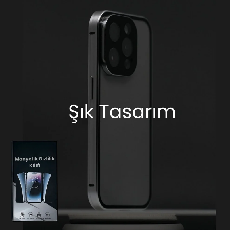 IPhone Manyetik Metal Kılıf + Hayalet Ekran