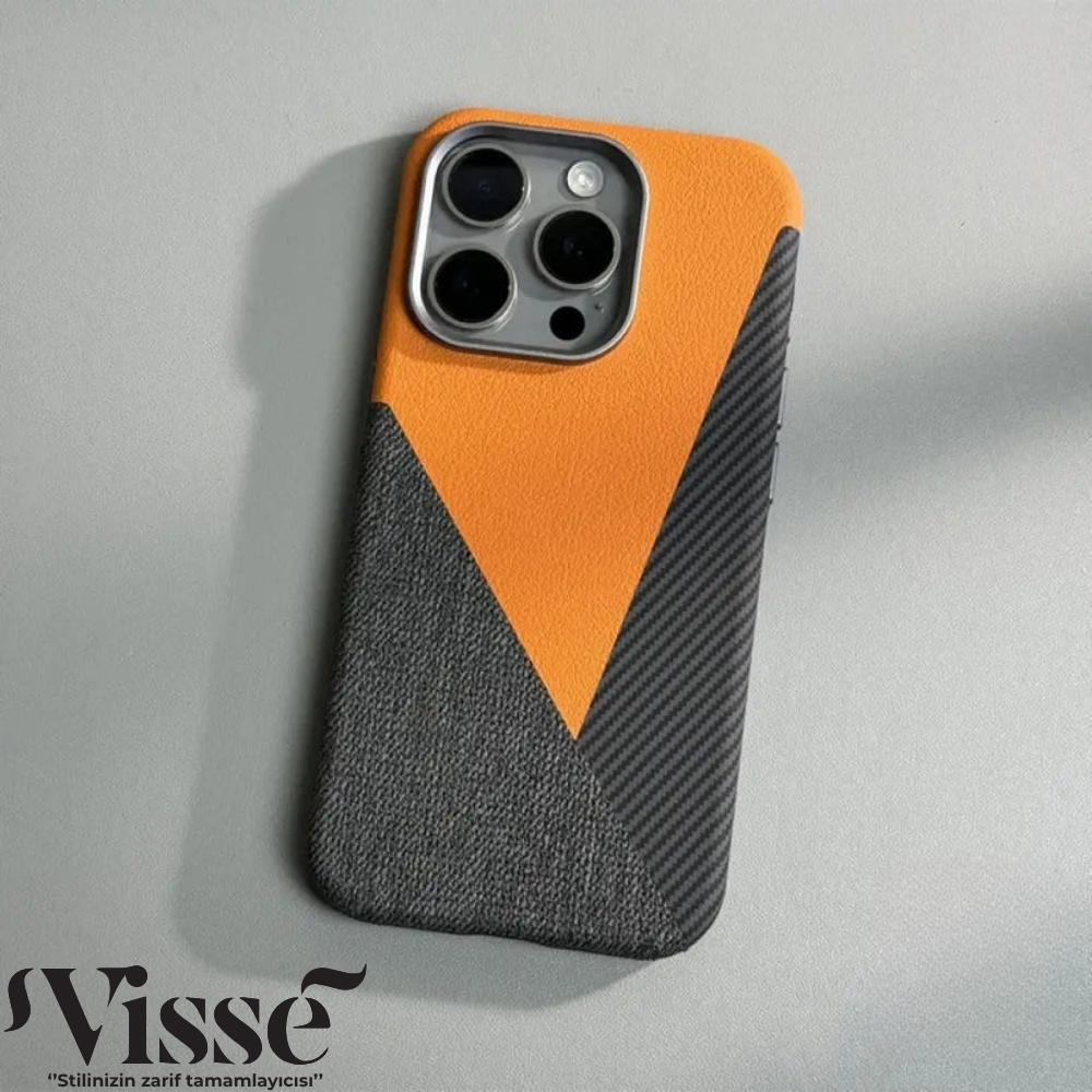 Darbeye Dayanıklı Koruma Sağlayan Deri ve Karbon iPhone Kılıfı