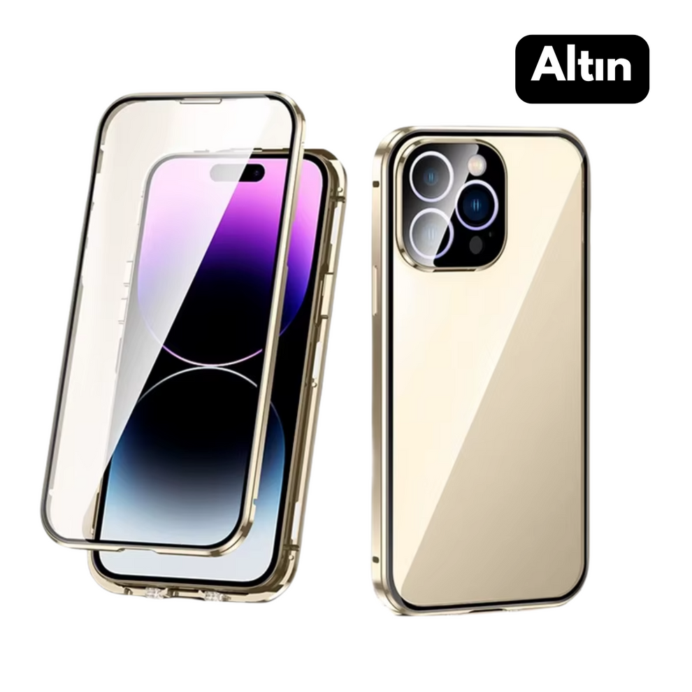 IPhone Manyetik Metal Kılıf + Hayalet Ekran