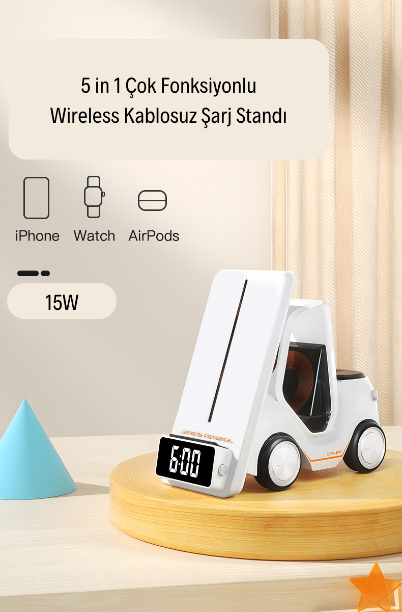 Forklift 5 in 1 Kablosuz Magsafe Şarj Standı
