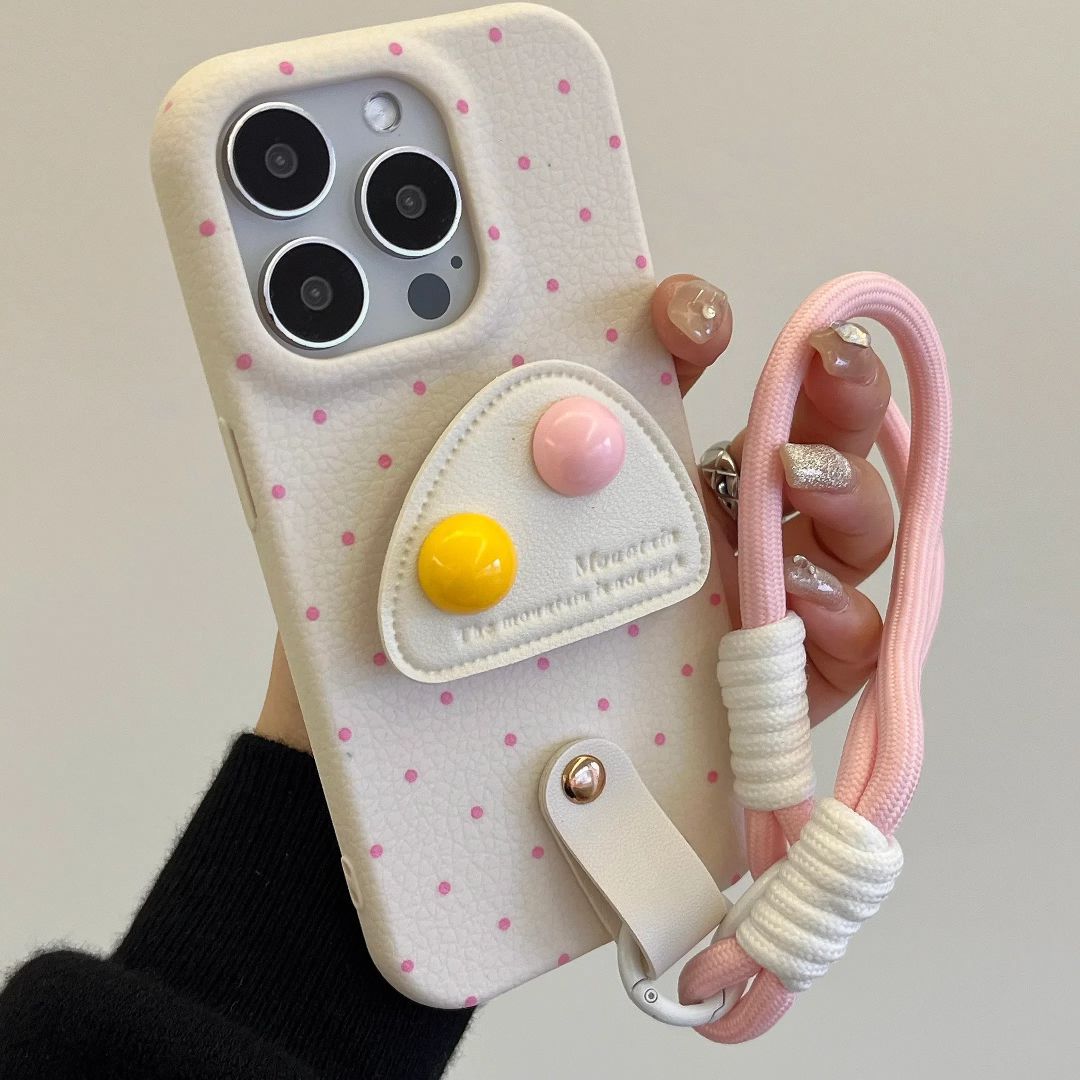 Deri Ayaklı İplikli Şirin Telefon Kılıfı