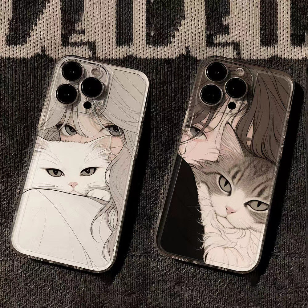 Kedili Çift Telefon Kılıfı
