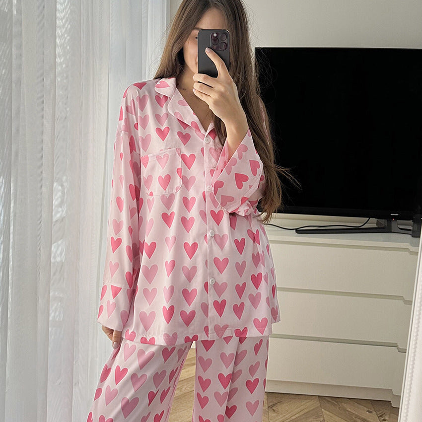 Pembe Kalpli Saten Pijama Takımı