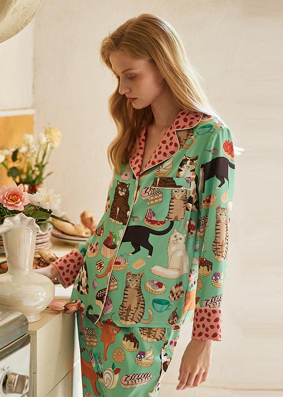 Renkli Kedi Sevimli Pijama Takımı