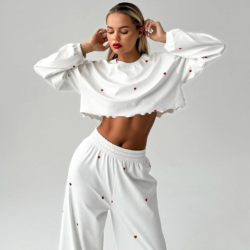 Kalpli Dalgalı Kesim Crop Pijama Takımı