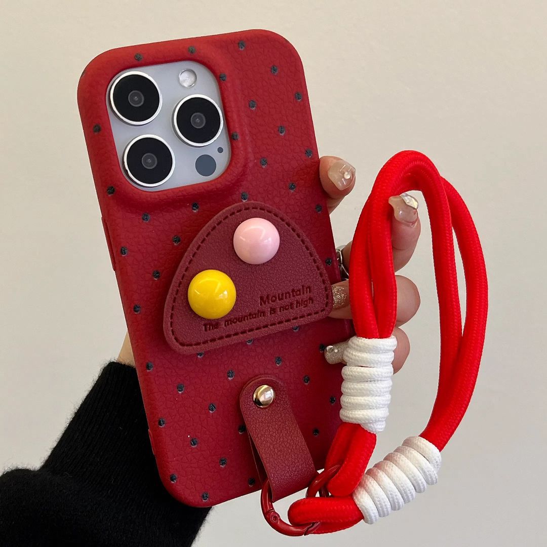 Deri Ayaklı İplikli Şirin Telefon Kılıfı