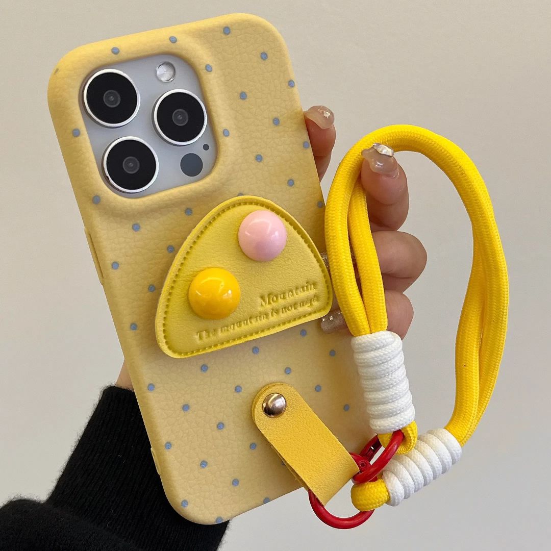 Deri Ayaklı İplikli Şirin Telefon Kılıfı