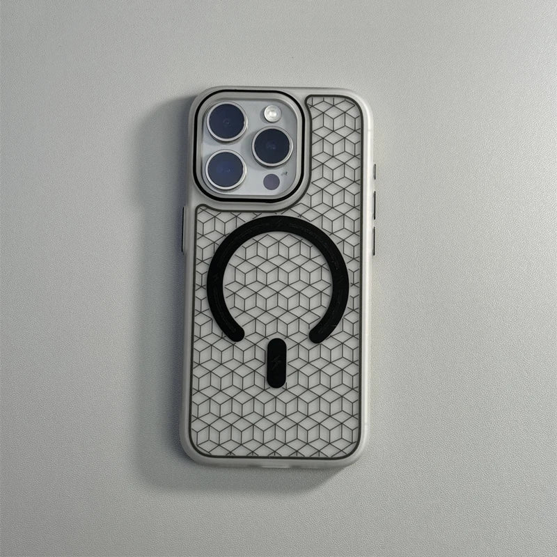 MagSafe Uyumlu Geometrik Tasarımlı Premium iPhone Kılıfı