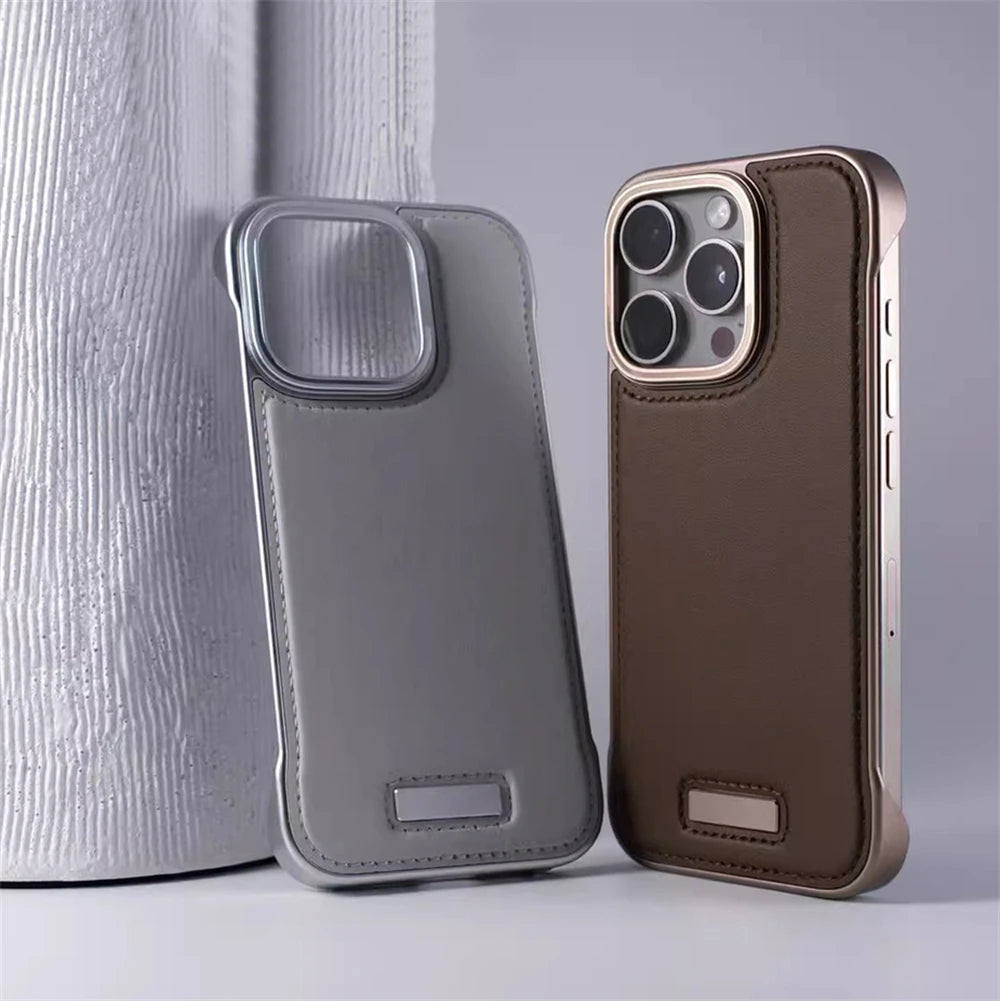 Alüminyum Alışımlı Deri iPhone Kılıfı