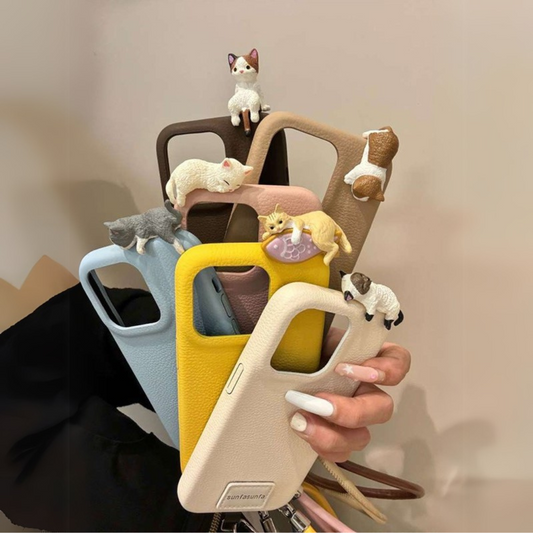 Tip 2 İplikli Kedi Figürlü 3D Telefon Kılıfı