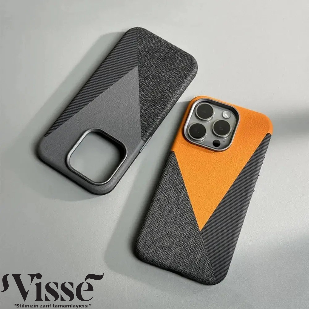 Darbeye Dayanıklı Koruma Sağlayan Deri ve Karbon iPhone Kılıfı