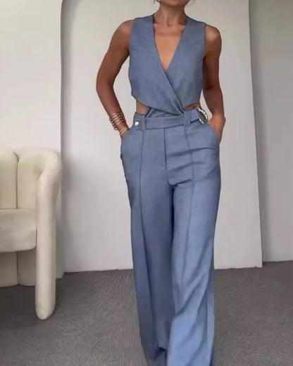 Moda Crossover Yelek Pantolon İki Parça Takım