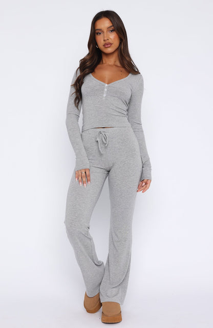 Basic Açık Yaka Sportif Pijama Takımı