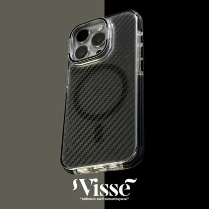 Karbon Fiber MagSafe ve Standlı iPhone Kılıfı