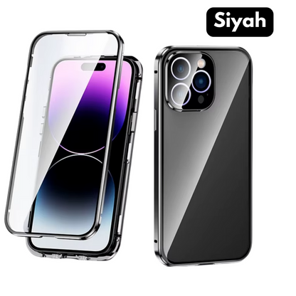 IPhone Manyetik Metal Kılıf + Hayalet Ekran