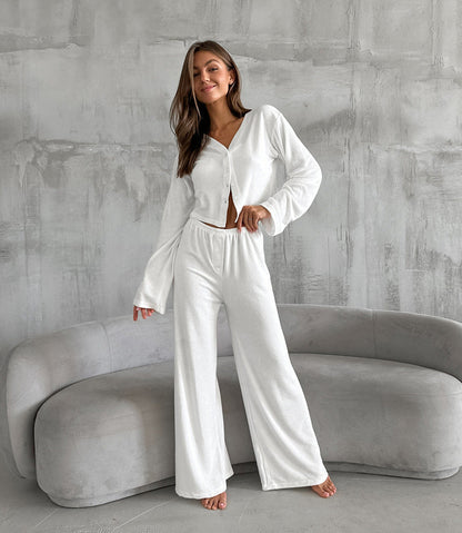 Alt Üst Düğmeli Sportif Pijama Takımı