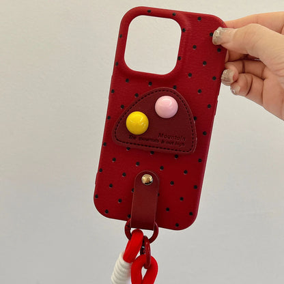 Deri Ayaklı İplikli Şirin Telefon Kılıfı