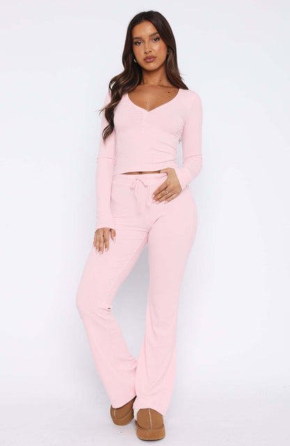 Basic Açık Yaka Sportif Pijama Takımı