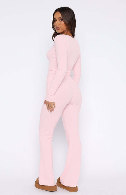 Basic Açık Yaka Sportif Pijama Takımı